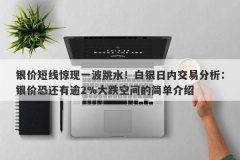 银价短线惊现一波跳水！白银日内交易分析：银价恐还有逾2%大跌空间的简单介绍