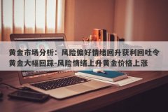 黄金市场分析：风险偏好情绪回升获利回吐令黄金大幅回踩-风险情绪上升黄金价格上涨