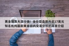 黄金突发大涨行情！金价亚盘飙升近17美元知名机构最新黄金日内交易分析的简单介绍