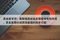 贵金属早评：美联储激进加息策略或有所改观，贵金属期价或震荡偏强的简单介绍